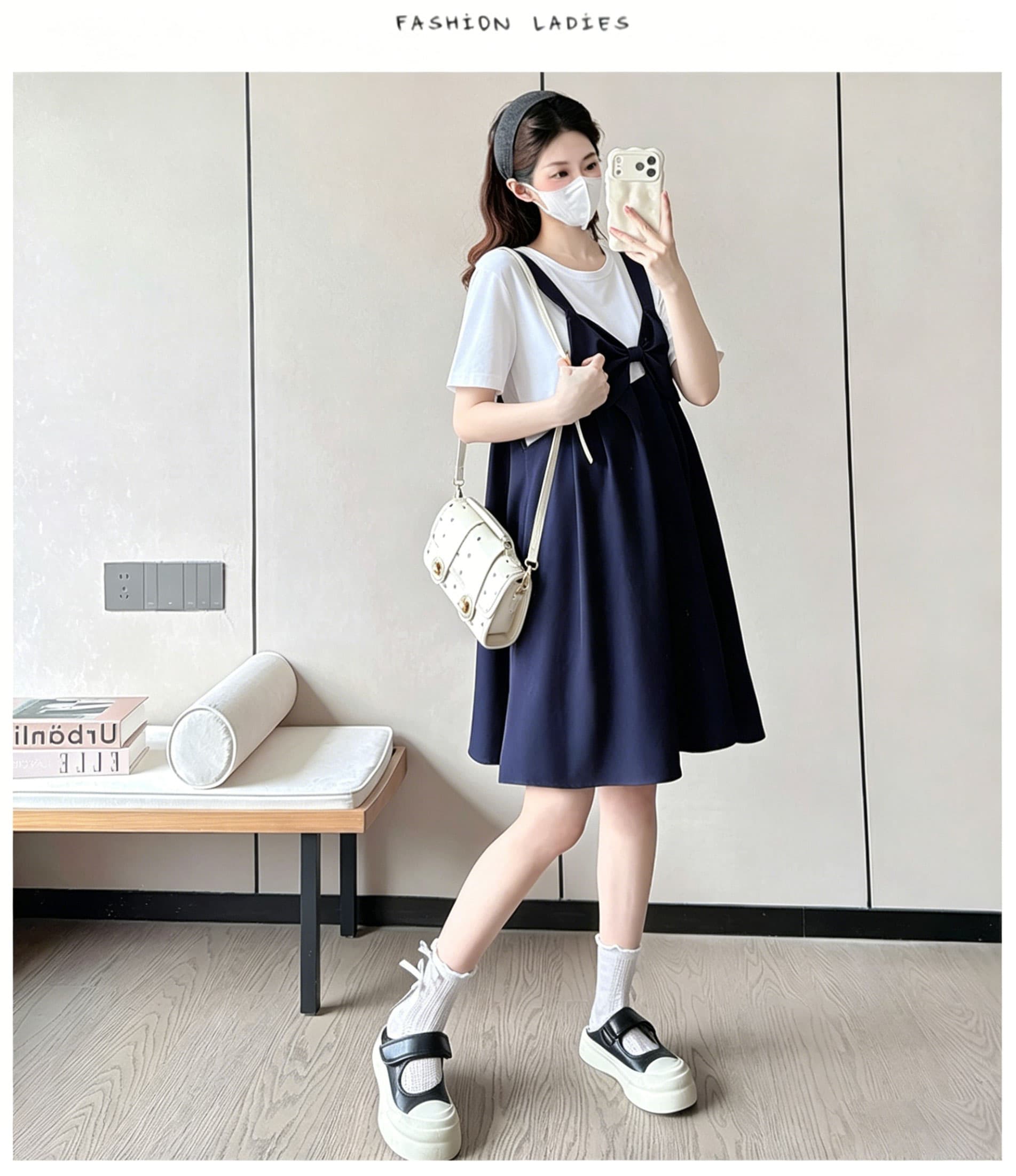 여름 반팔 임산부 드레스 여름 새로운 빅 사이즈 임신 전체 마침표 루즈핏 에디션 멜빵 스커트 새로운 상세 이미지 18