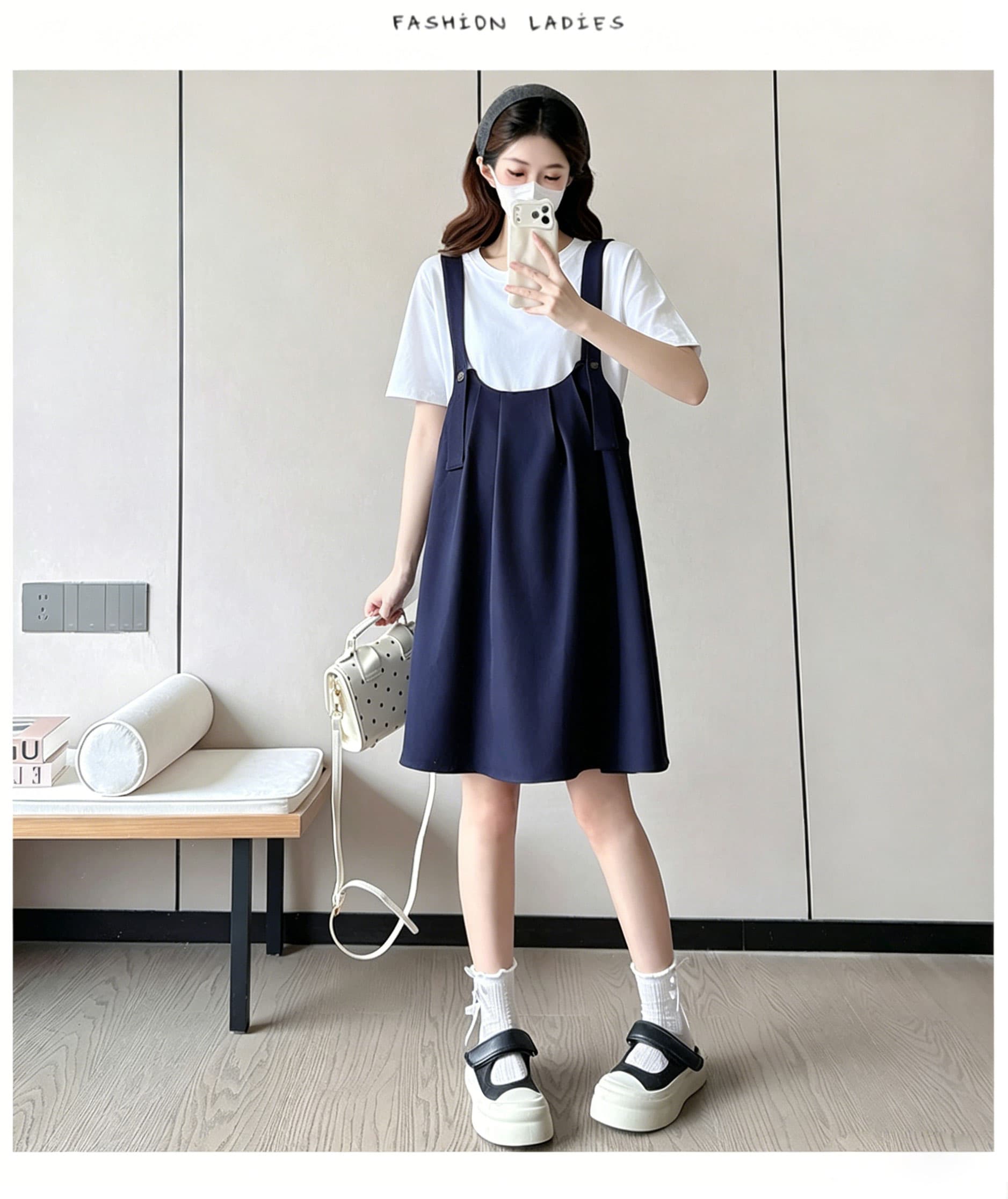 여름 반팔 임산부 드레스 여름 새로운 빅 사이즈 임신 전체 마침표 루즈핏 에디션 멜빵 스커트 새로운 상세 이미지 21