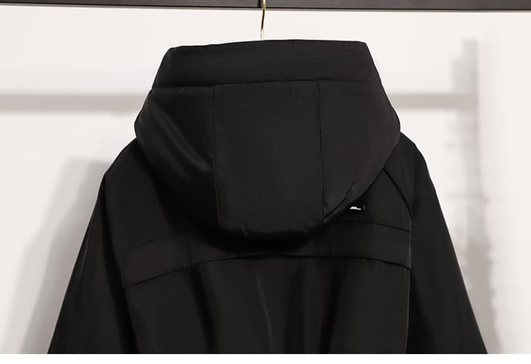 겨울 면 의류 새로운 단색 후드 바람막이 털이 있는 재킷 학원 스타일 캐주얼 루즈핏 허리 수축 슬림해 보이는 면 옷 여성 상세 이미지 32