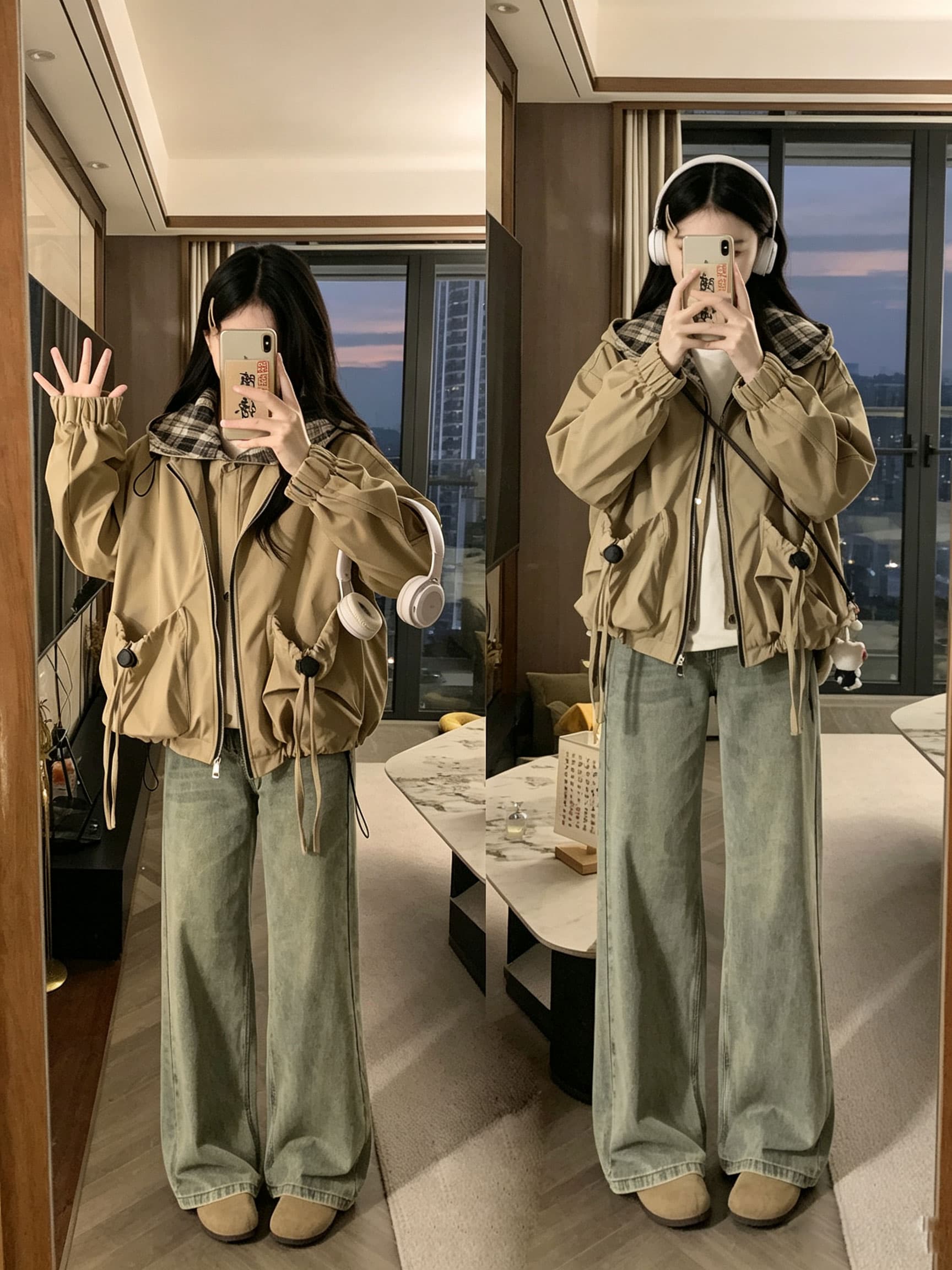 단색 재킷 새로운 캐주얼 학원 스타일 방수 맨위 패션 영 다용도 루즈핏 맨위 긴팔 여성 코트 이미지 2