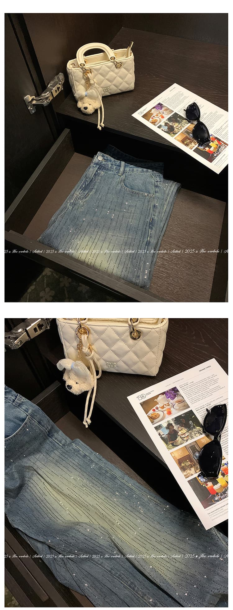 애니 아니요 화재 반 고흐 싱어 표지 넓적 다리 디스플레이 다리 길이 넓은 다리 청바지 여성 마이크로 지방 빅 사이즈 무거운 작업 핫픽스 청바지 상세 이미지 9