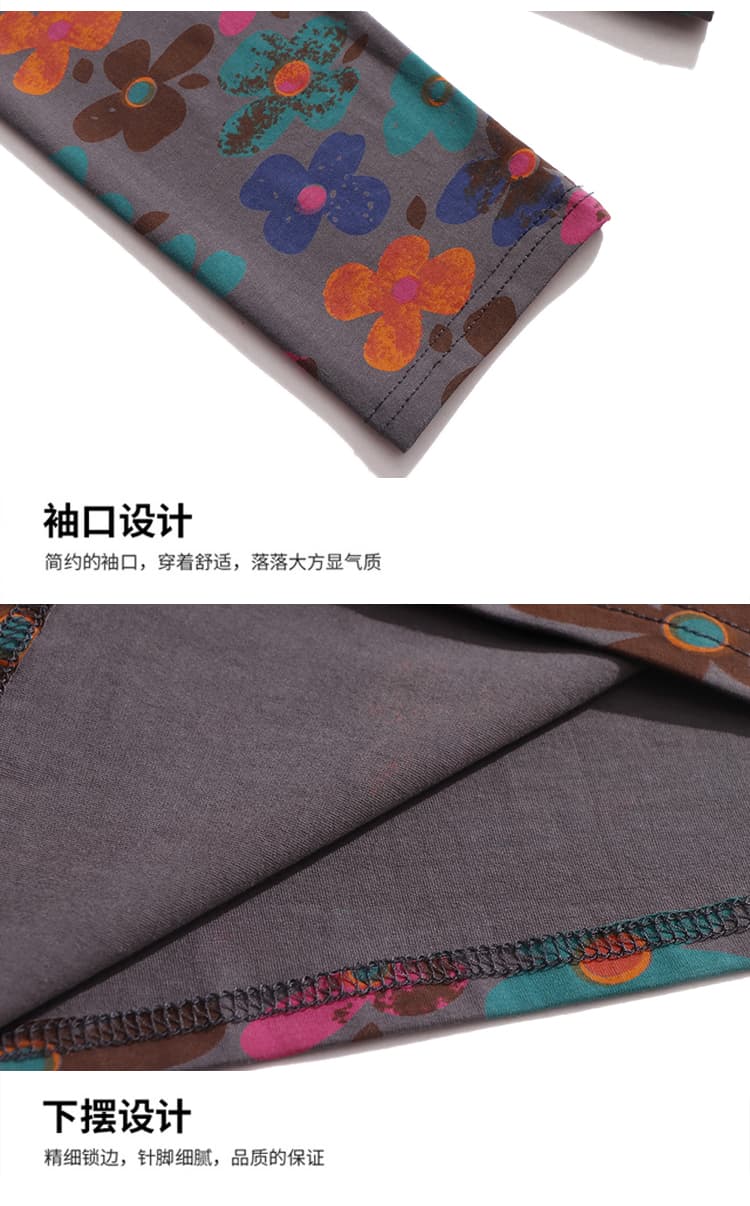 가을 새로운 외국 가스 프린트 폴로 칼라 여성 셔츠 패션 연령 감소 중년 어머니 드레스 순면 루즈핏 긴팔 맨위 상세 이미지 18