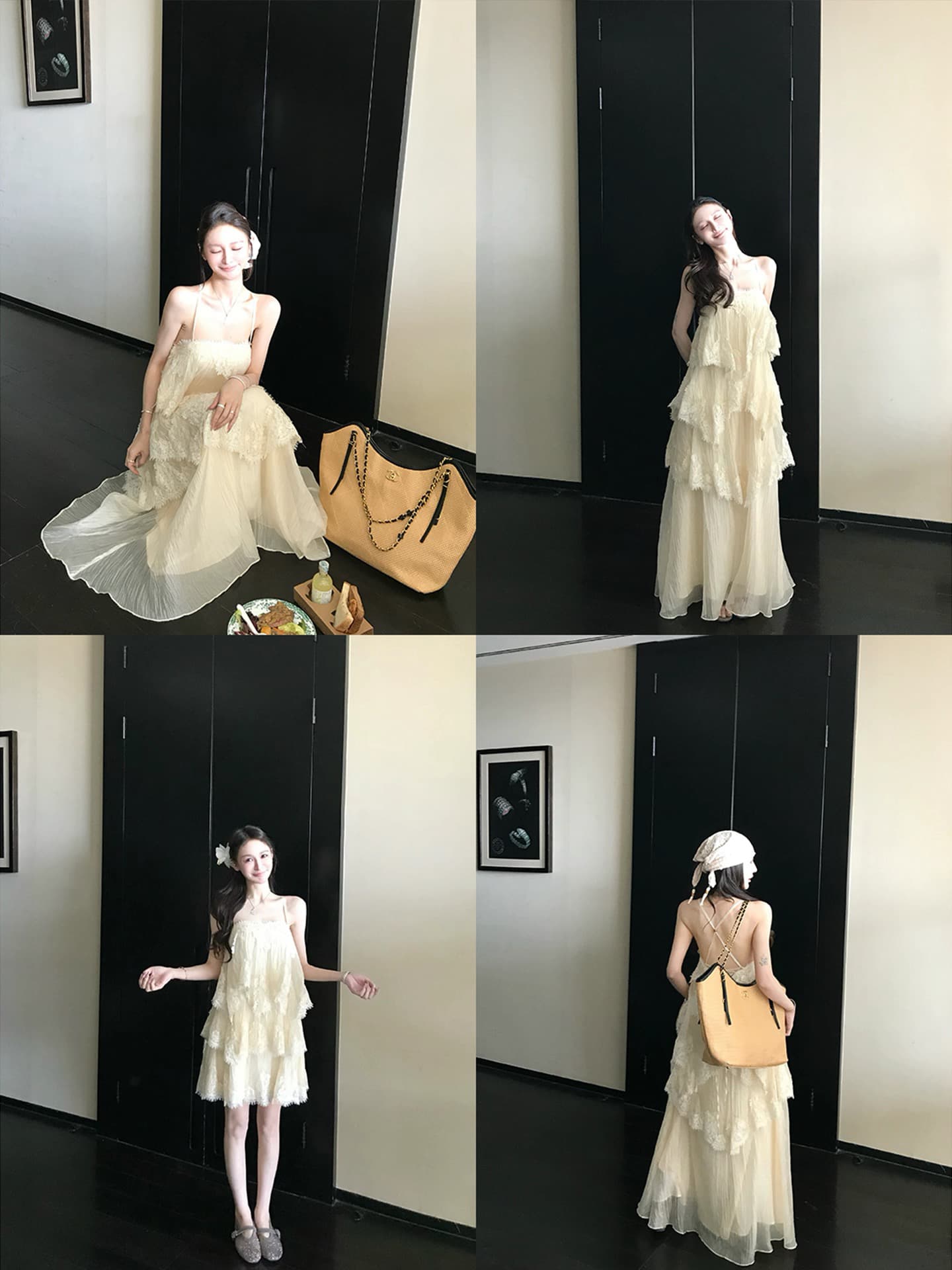skk store 인시 튜 수여 됨 aj 높음 제품 질감 무거운 작업 레이스 슬립 드레스 길다 쇼트 스타일 봄 여름 여성 이미지 4
