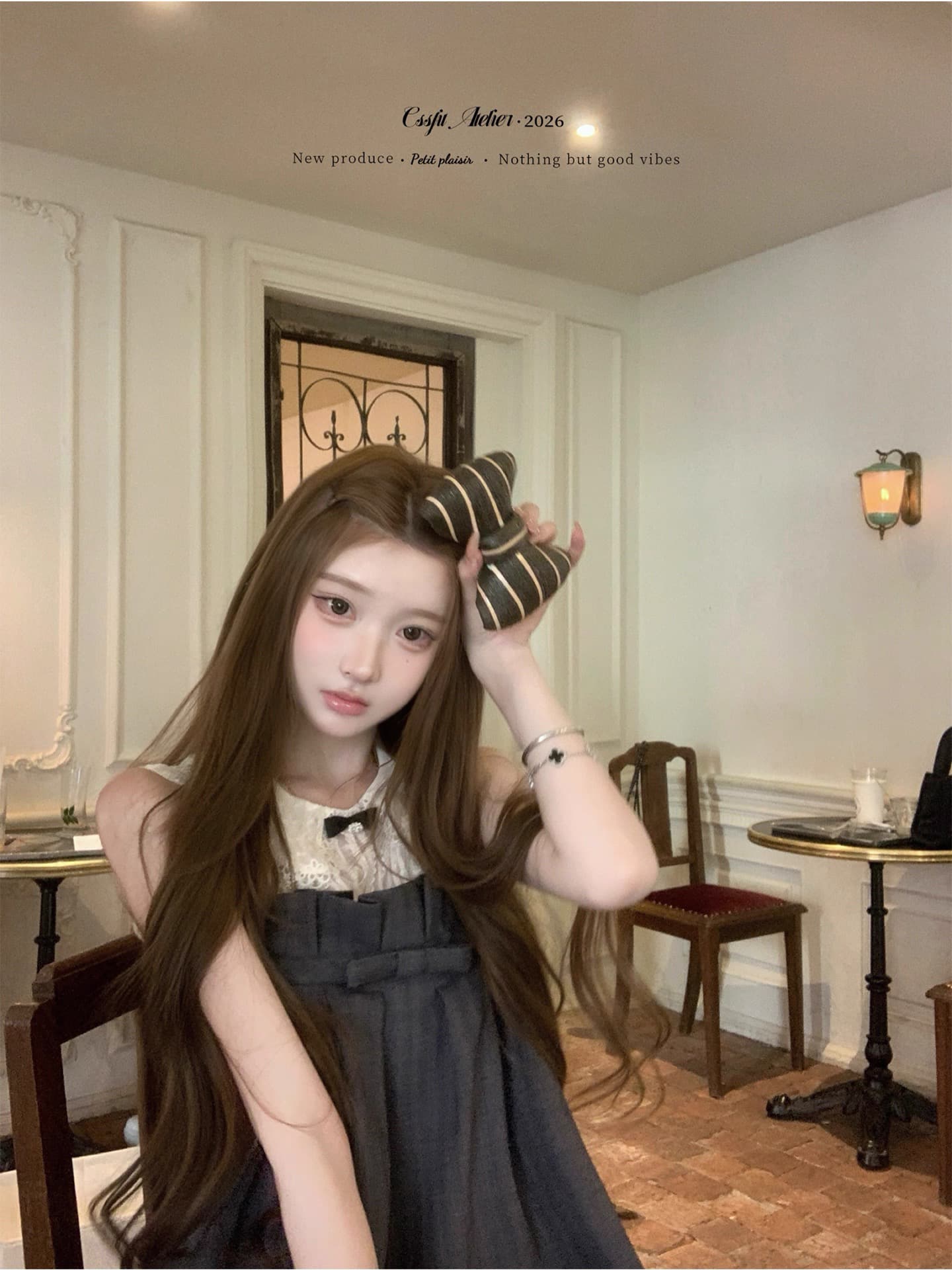 늦게 우산 우산 26 ss 梦回 롱 아일랜드 jor a 약화 된 양모 맞춤 체크무늬 3층 플리츠 슬립 드레스 미니 스커트 이미지 3