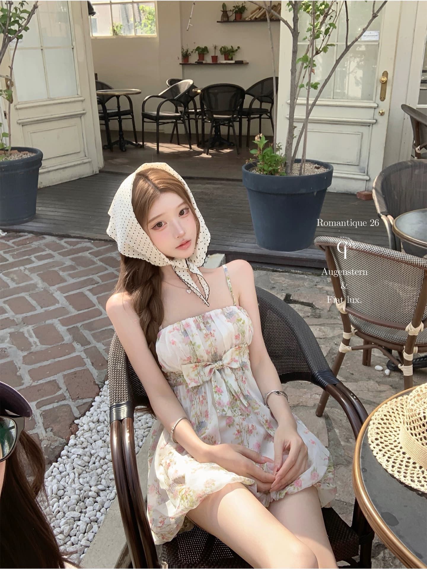 늦게 우산 우산 26 ss 나비 있음 흔적 vintage 꽃무늬 슬립 튜브탑 드레스 달콤함 슬립 맨위 이미지 3