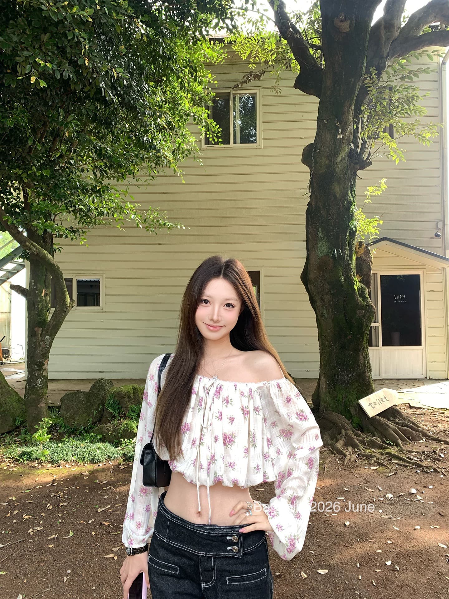 밤나무 코코아 bankelili rl 중년 꽃무늬 오프숄더 펌프 로프 꽃무늬 슬림해 보이는 연령 감소 여성 셔츠 여름 이미지 2