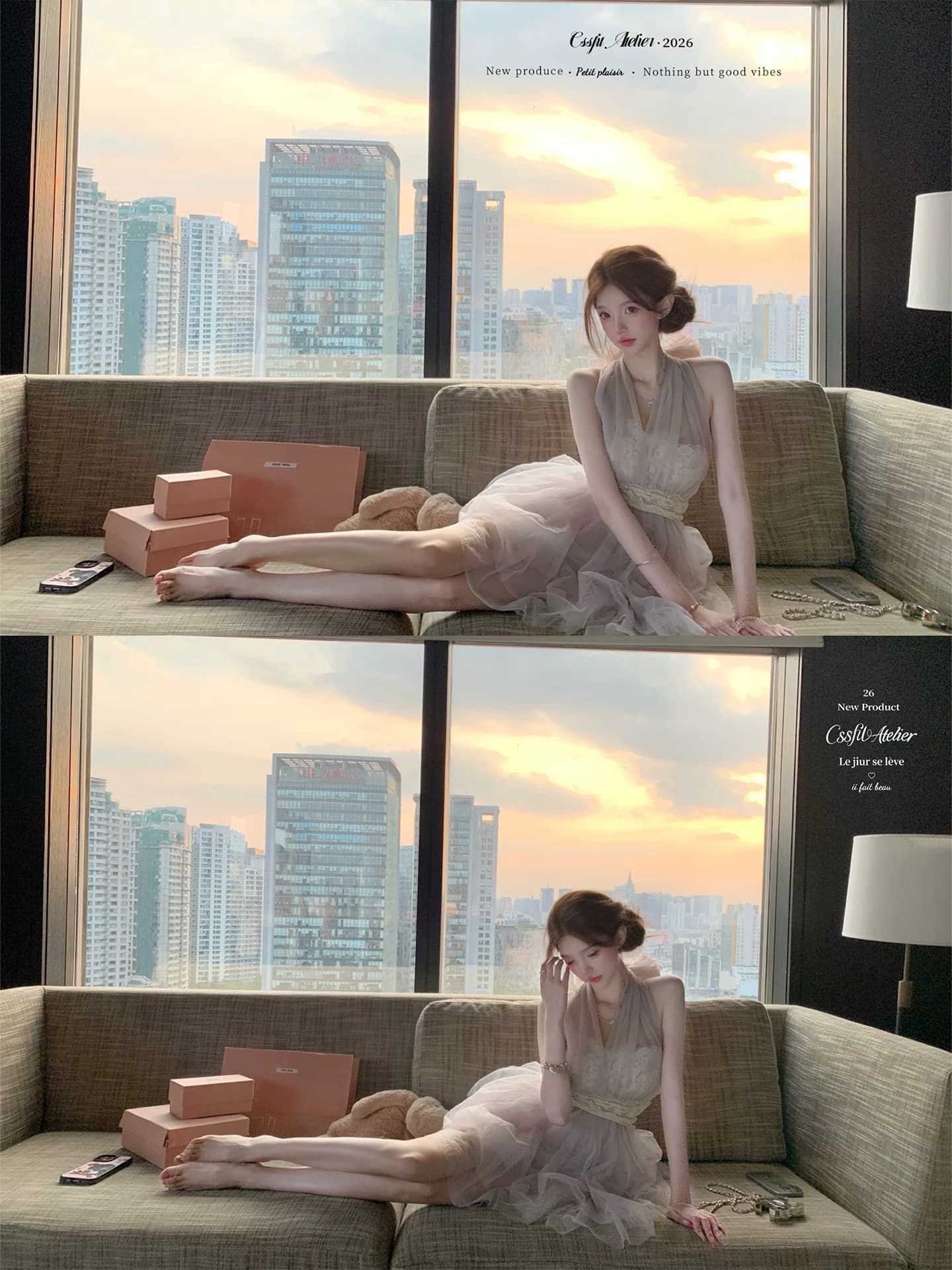 늦게 우산 우산 26 ss 황혼 등나무 nway 다양한 착용 법 라벤더 보라색 레이스 행침 목 드레스 거즈 스커트 이미지 3