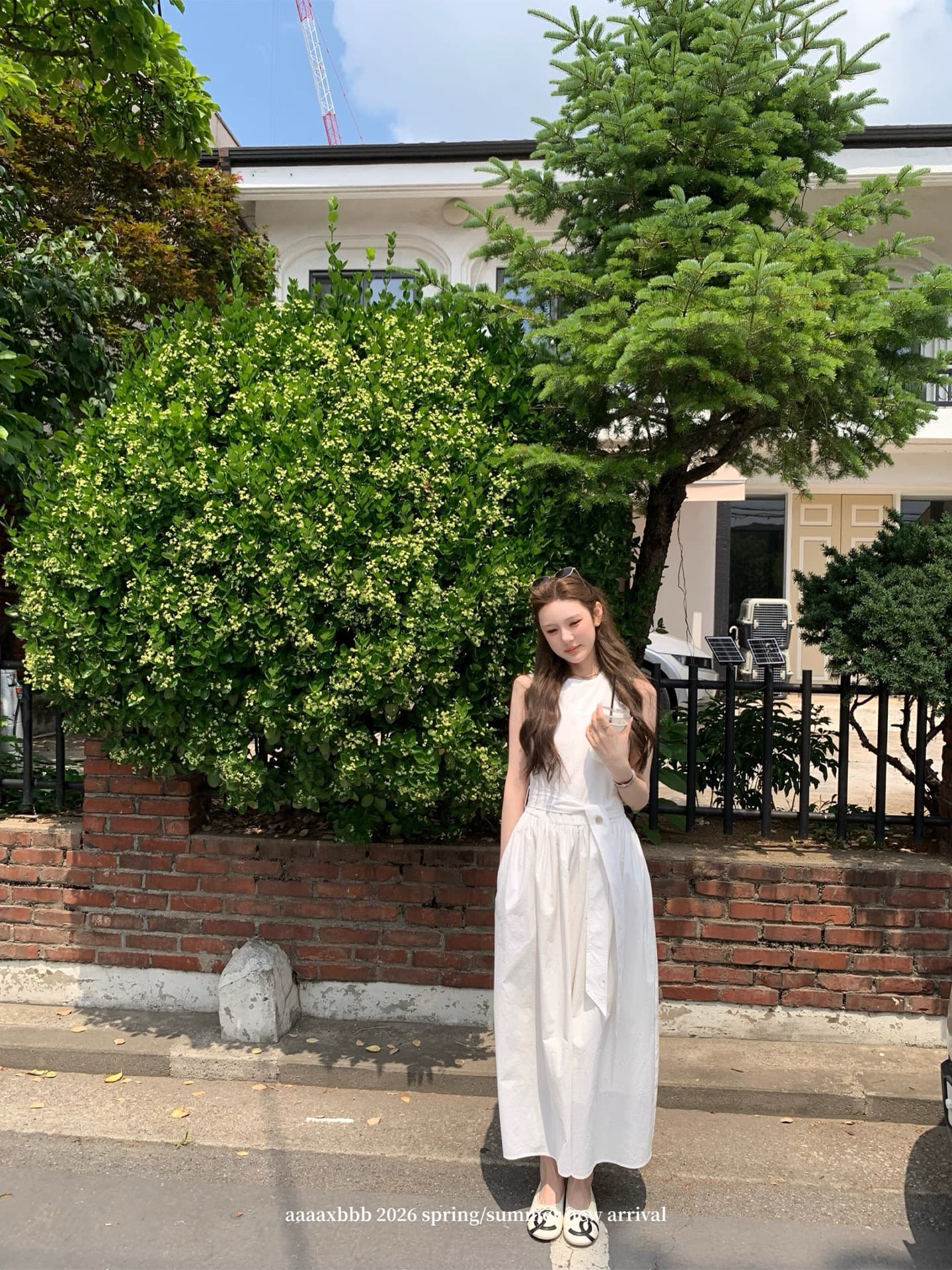 aaaaxbbb 조용한 럭셔리 매너 여름 프랑스식 민소매 드레스 허리 수축 품격 슬림해 보이는 조끼 롱 스커트 여성