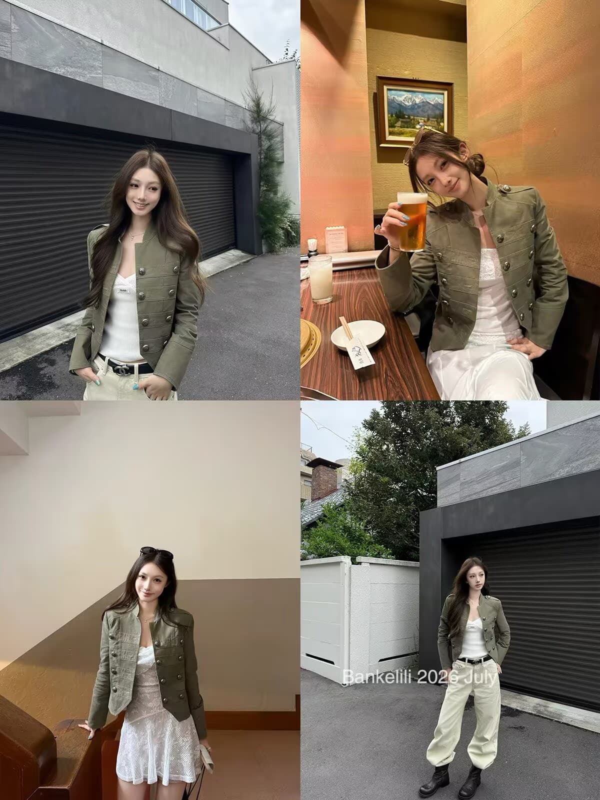 밤나무 코코아 bankelili 나폴레옹 스탠드 칼라 단추 데님 여성 코트 작은 대중 디자인 쇼트 스타일 재킷 이미지 4