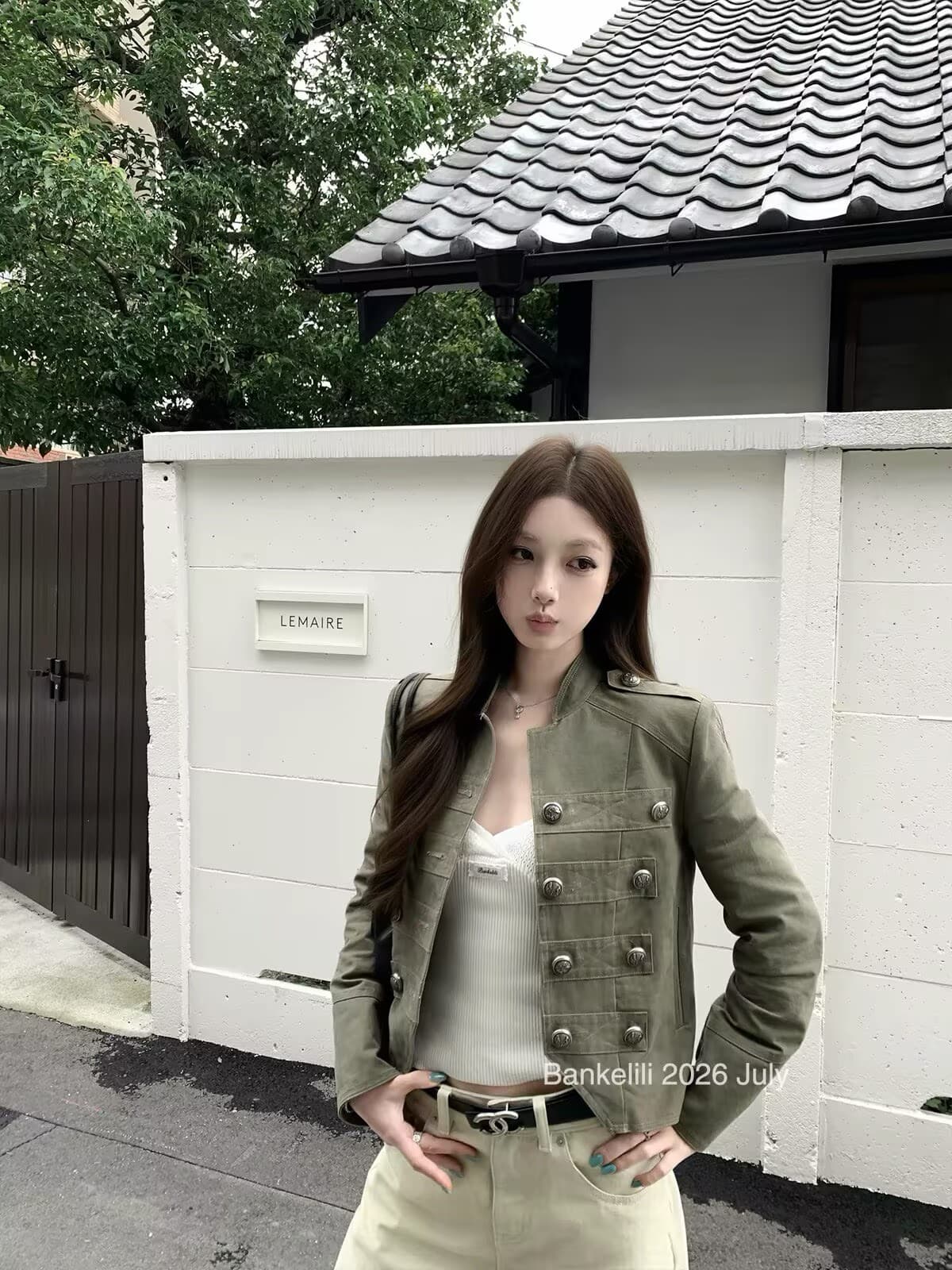 밤나무 코코아 bankelili 나폴레옹 스탠드 칼라 단추 데님 여성 코트 작은 대중 디자인 쇼트 스타일 재킷