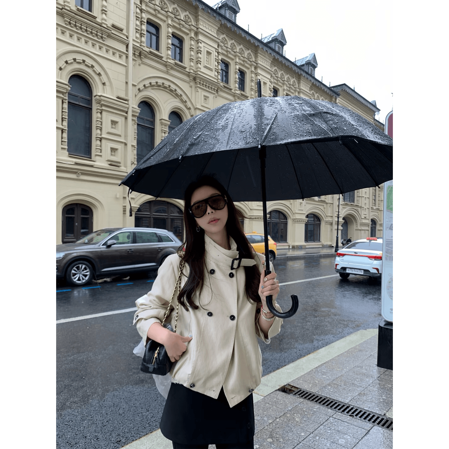 큰 병 맞춤 s1p 슬림해 보이는 서있는 자르다 아마 주간 실크 고급 센스 수 있습니다. 스탠드 칼라 쇼트 스타일 바람막이 여성 코트 가을 이미지 5