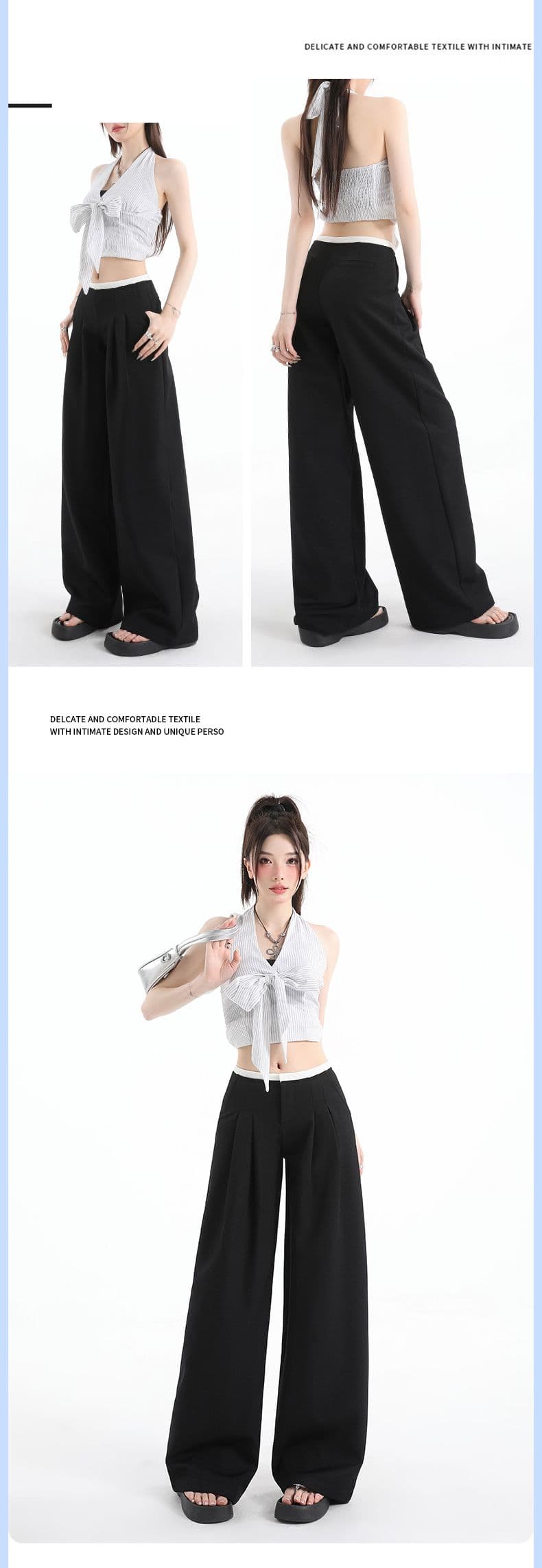 2026 여름 새로운 고급 센스 정장 바지 여성 로우 웨이스트 주름 루즈핏 도루 센스 캐주얼 와이드 레그 팬츠 어린이 상세 이미지 18