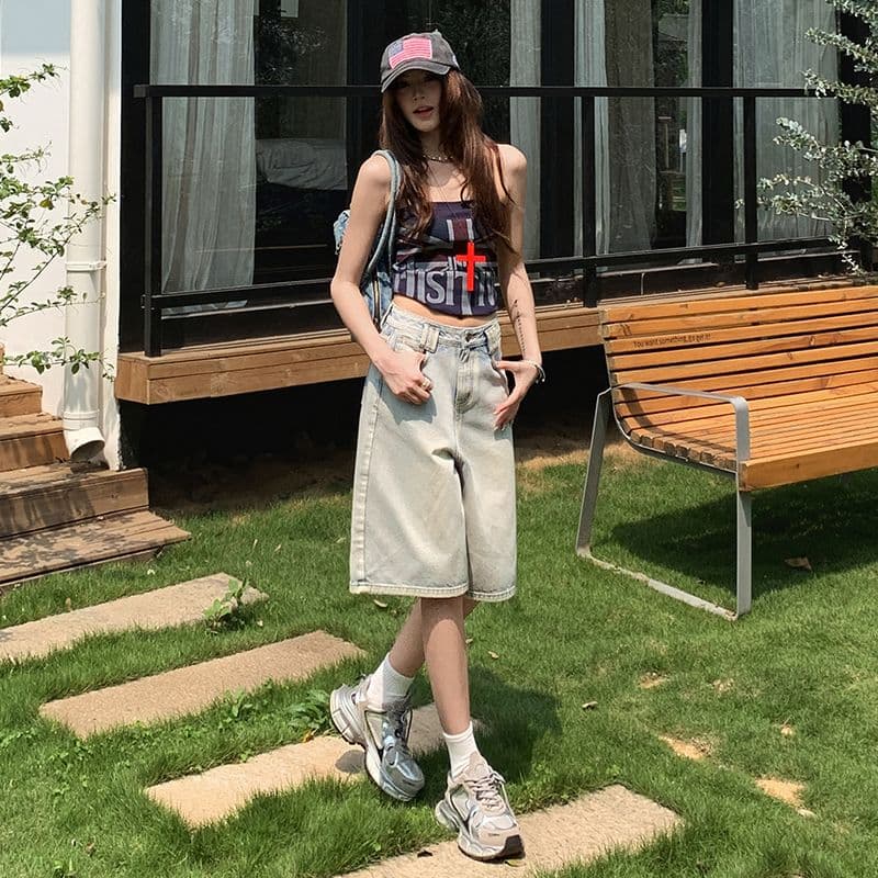 실사 2026 여름 새로운 아메리칸 레트로 하이웨이스트 루즈핏 와이드 레그 팬츠 높음 거리 트렌디 차가운 오부 바지 청바지 여성 이미지 5