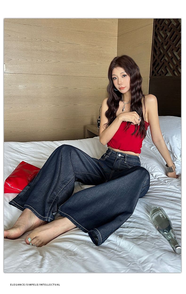 실사 주간 실크 코튼 라이 경기 서울 루즈핏 와이드 레그 팬츠 데님 원색 떨어지지 않음 색상 슬림해 보이는 통기성 시원한 허리 조정 상세 이미지 12