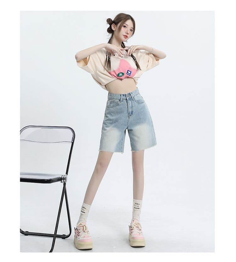 레트로 거친 가장자리 디자인 센스 하이웨이스트 데님 반바지 여성 루즈핏 슬림해 보이는 넓은 다리 오부 바지 바지 상세 이미지 16