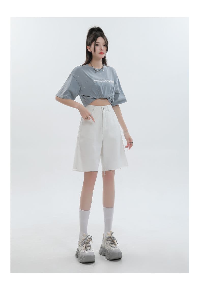 실사 2026 새로운 레트로 블루 데님 반바지 여성 새로운 다용도 하이웨이스트 슬림해 보이는 루즈핏 스트레이트 바지 상세 이미지 14