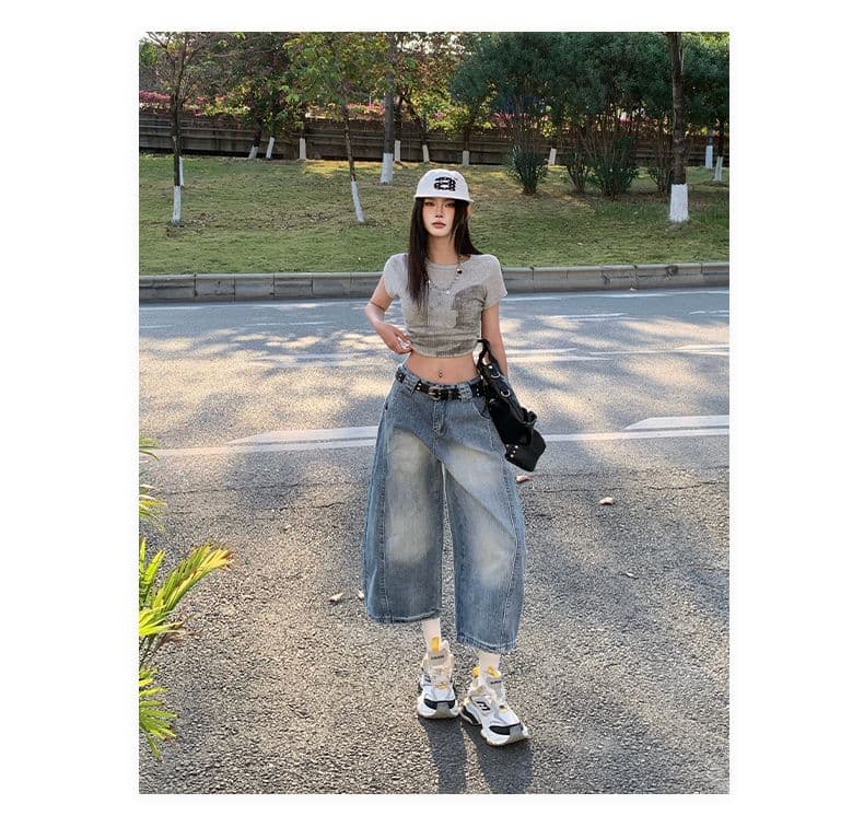 2026 새로운 여름 7부 바지 아메리칸 레트로 캐주얼 워싱 고양이 반드시 모통이 칼 디자인 센스 다용도 7부 바지 상세 이미지 7