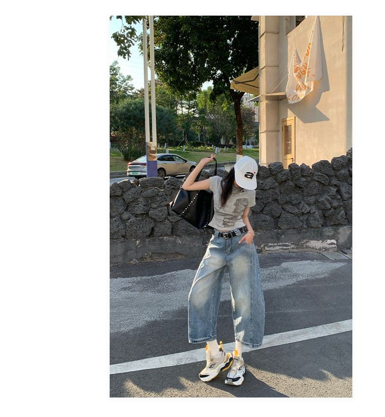 2026 새로운 여름 7부 바지 아메리칸 레트로 캐주얼 워싱 고양이 반드시 모통이 칼 디자인 센스 다용도 7부 바지 상세 이미지 11