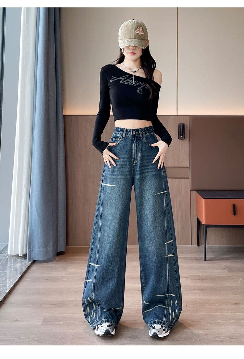 실사 2026 뜨거운 판매 아메리칸 레트로 노스탤지어 패션 개성 새로운 루즈핏 캐주얼 청바지 여성 트렌디 상세 이미지 19
