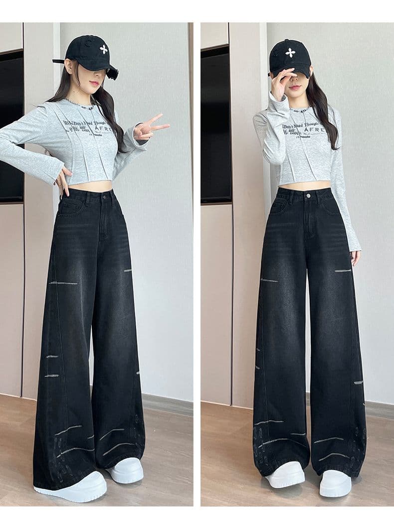실사 2026 뜨거운 판매 아메리칸 레트로 노스탤지어 패션 개성 새로운 루즈핏 캐주얼 청바지 여성 트렌디 상세 이미지 22