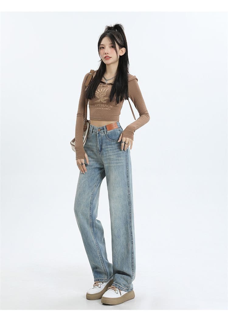 실사 2026 레트로 높음 거리 좁은 에디션 넓은 다리 청바지 여성 루즈핏 스트레이트 하이웨이스트 슬림해 보이는 도루 센스 바닥 청소 바지 여성 상세 이미지 22