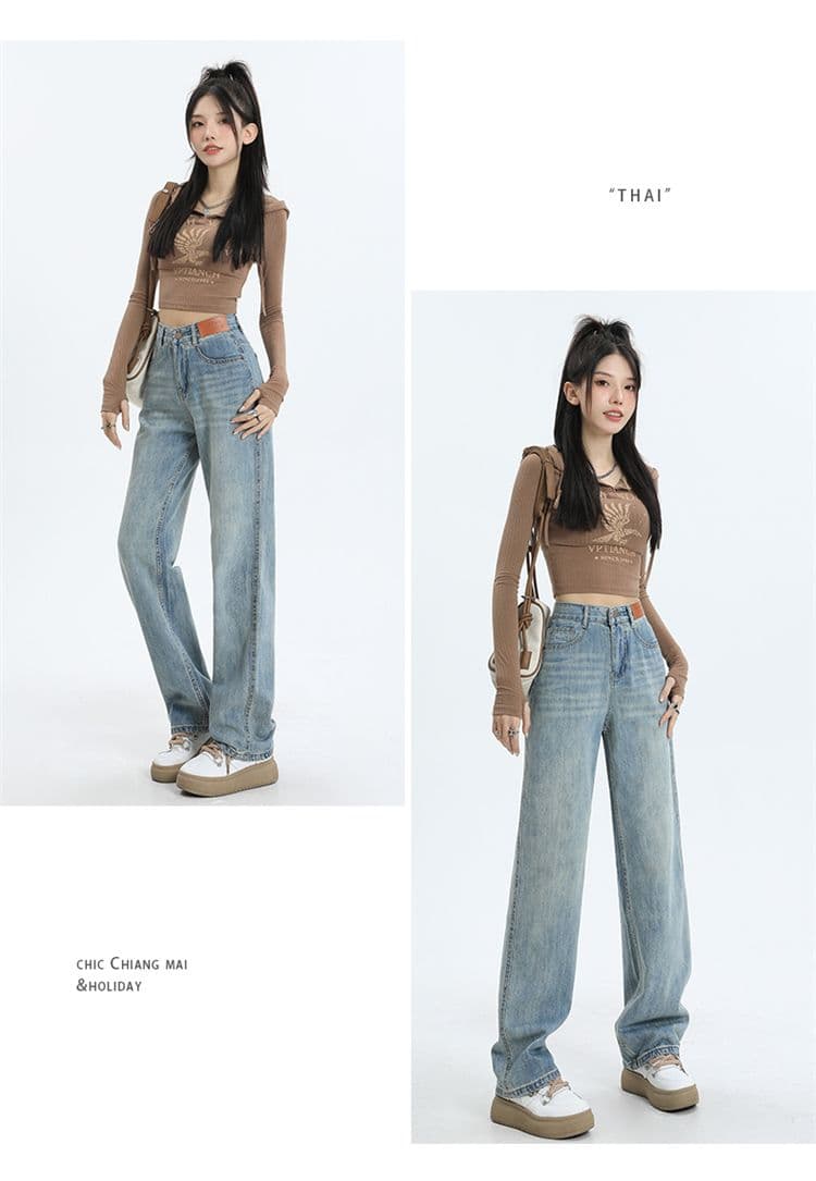 실사 2026 레트로 높음 거리 좁은 에디션 넓은 다리 청바지 여성 루즈핏 스트레이트 하이웨이스트 슬림해 보이는 도루 센스 바닥 청소 바지 여성 상세 이미지 23