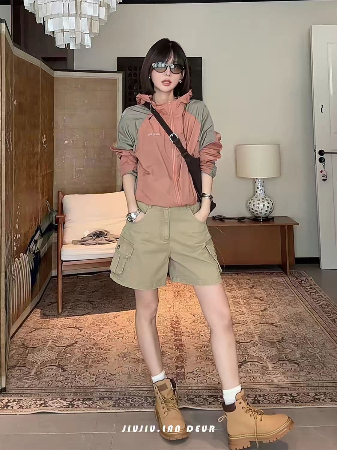 마 마 동물의 젊은 뮤 바람 얕은 읽기 아메리칸 레트로 패치워크 색상 패션 다용도 캐주얼 여성 코트 이미지 3