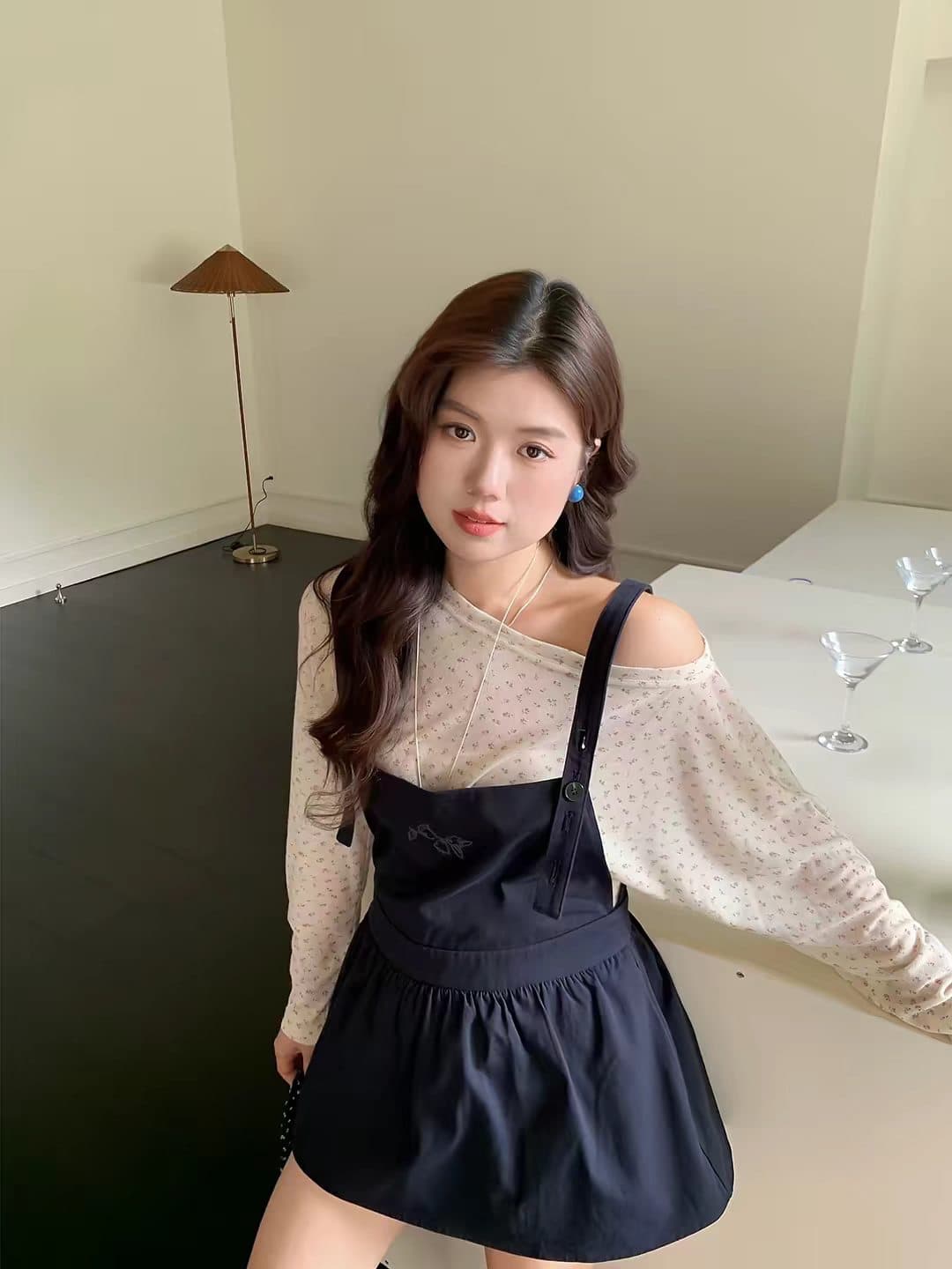 쌀 쌀 어린이 마이크로 지방 빅 사이즈 지방 mm 수 있습니다. 이슬 리 소녀 작은 청신 고유 한 Chic 블루 색상 멜빵 스커트 여름 이미지 2