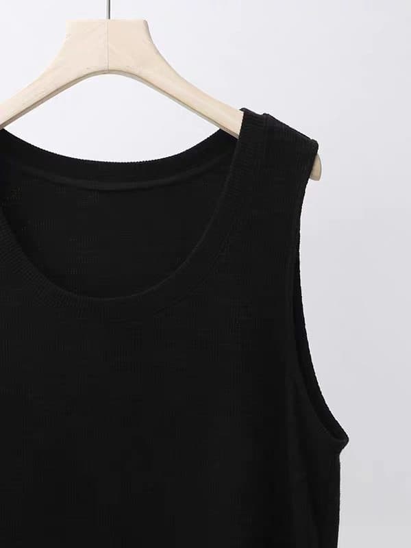 지방 지아 지아 다기능 베스트 빅 사이즈 검정색 니트 베스트 가을 u 칼라 스택 착용 캐주얼 인사이드 가져 가라. 조끼 여성 이미지 2