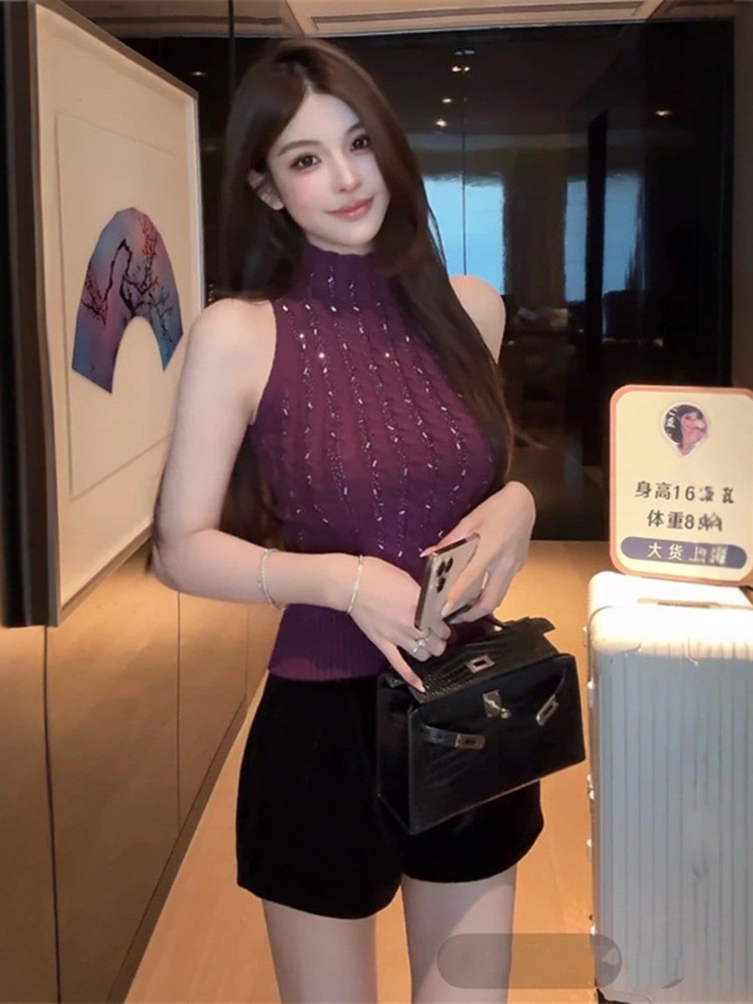프랑스식 품격 반하이넥 핫픽스 트위스트 꽃 니트 민소매 조끼 봄 겨울 핫걸 몸매 가꾸기 아름다운 인사이드 잡아라. 의류 이미지 5