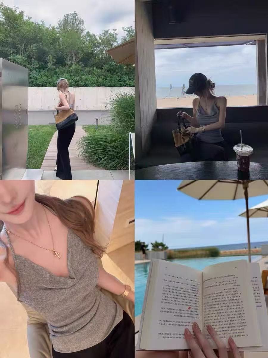고급 센스 자이언트 잘 생긴 흔들다 칼라 행침 목 맨위 여성 몸매 가꾸기 디자인 센스 스트랩 마이크로 ~을 통해 민소매 조끼 슬립 여름 이미지 2