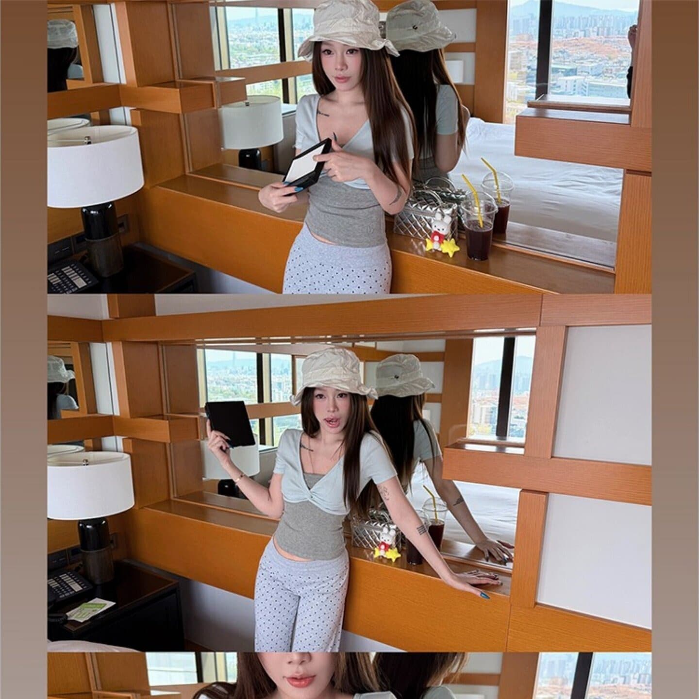 한 부서 페이크 레이어드 배색 비틀림 반팔 티셔츠 여성 여름 순수한 욕망 핫걸 자이언트 잘 생긴 디자인 센스 몸매 가꾸기 맨위 이미지 6