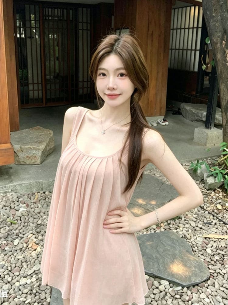 휴가 바람 우아한 슬림해 보이는 광대역 플리츠 쉬폰 블라우스 맨위 이미지 5