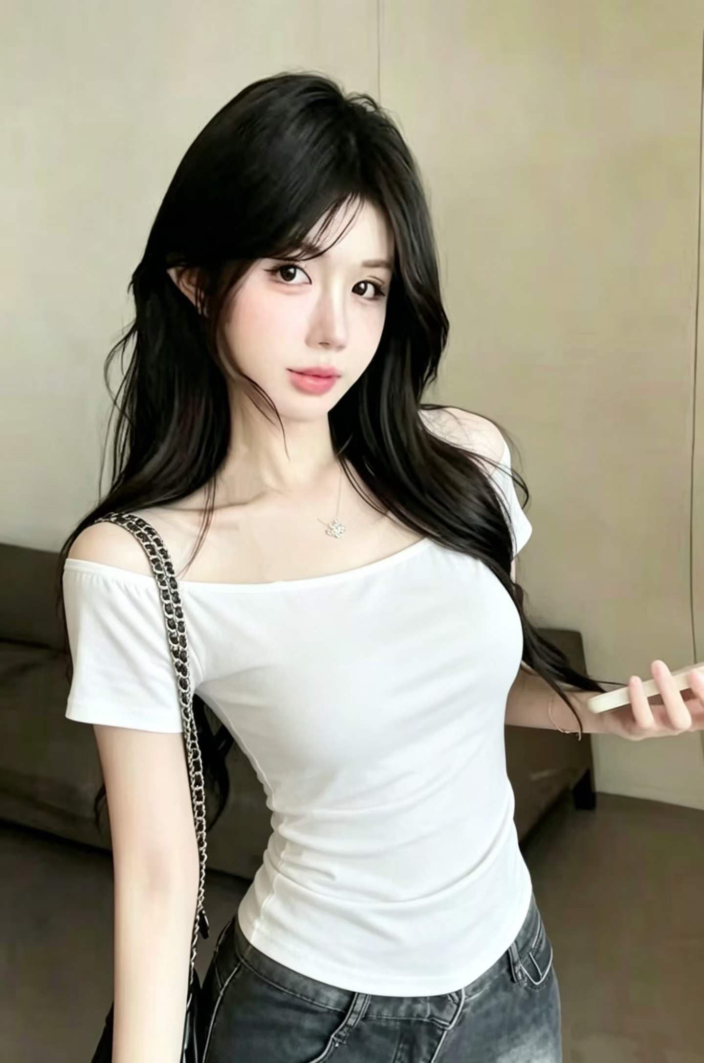 순수한 욕망 섹시함 바람 오프숄더 백리스 반팔 티셔츠 여성 여름 새로운 벨트 가슴 패드 몸매 가꾸기 슬림해 보이는 쇼트 스타일 맨위 상세 이미지 9