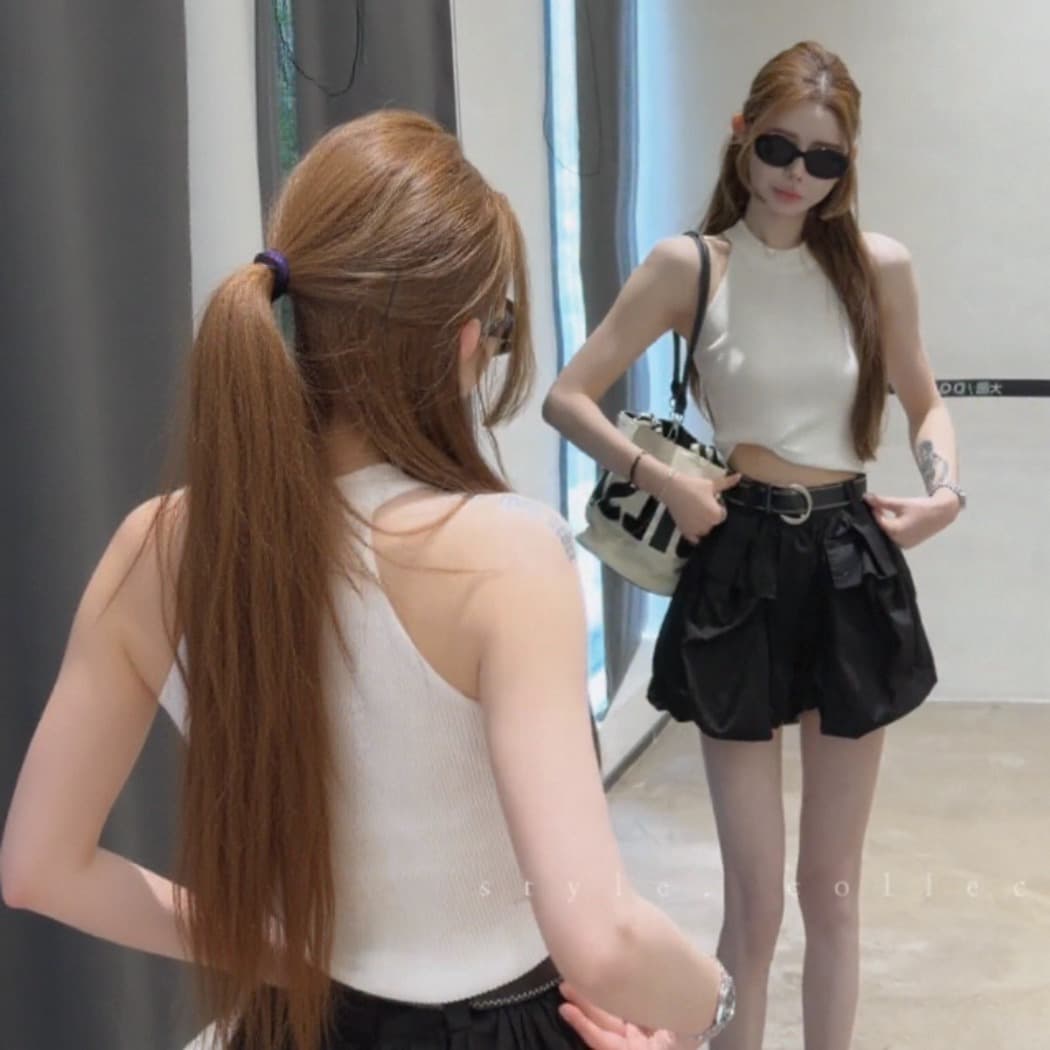 한 부서 순수한 욕망 핫걸 민소매 니트 조끼 여성 여름 새로운 몸매 가꾸기 슬림해 보이는 품격 캐주얼 다용도 짧은 맨위 이미지 6