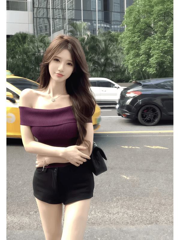 순수한 욕망 바람 핫걸 오프숄더 반팔 티셔츠 여성 여름 새로운 몸매 가꾸기 슬림해 보이는 섹시함 오프숄더 니트 맨위 여성 상세 이미지 11