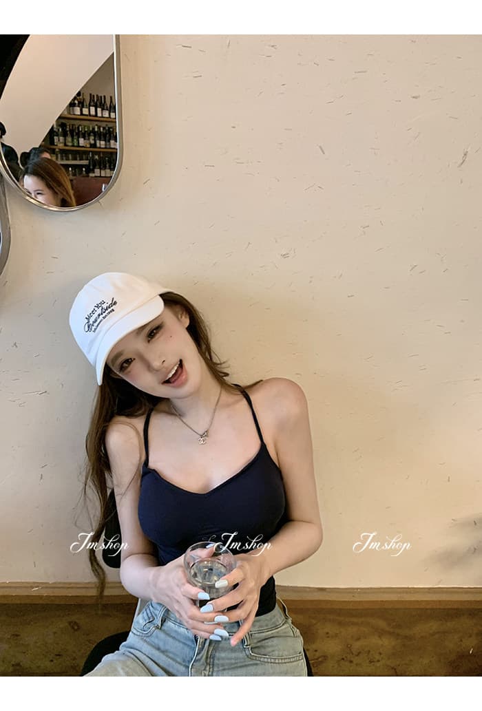 jmshop 화이트 여성 개발 순수한 욕망 핫걸 센스 캐미솔 외출용 여름 백리스 섹시함 민소매 맨위 상세 이미지 8