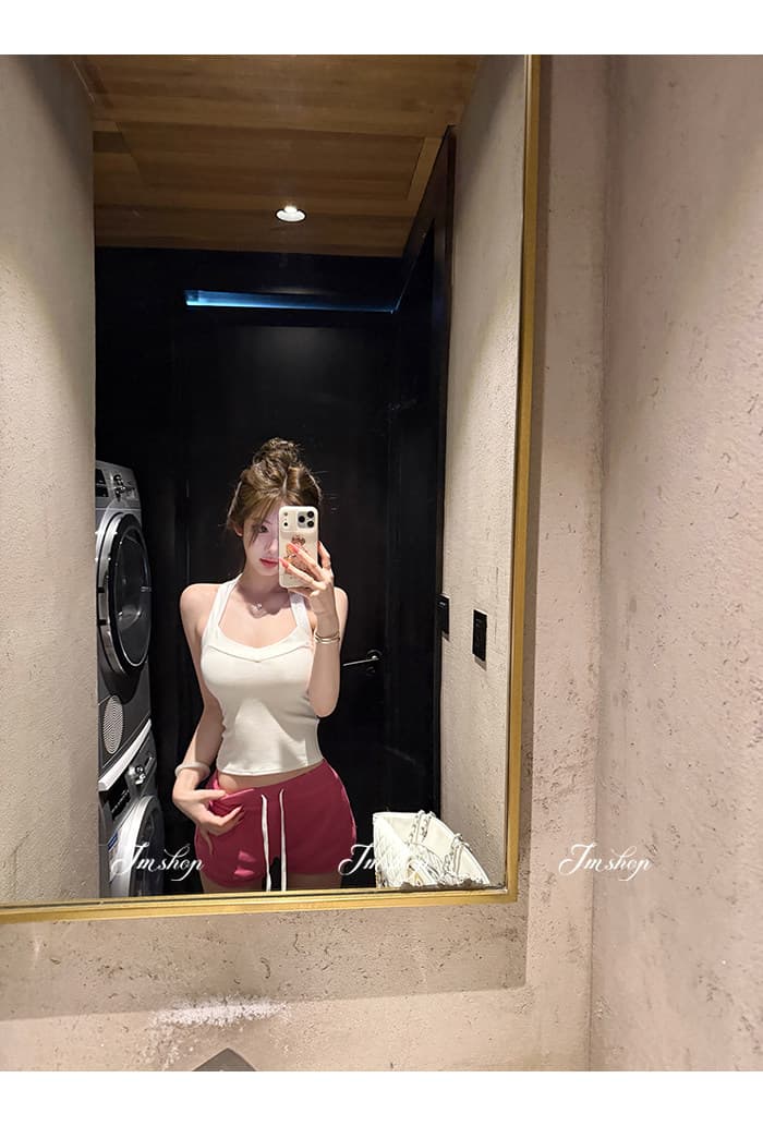 jmshop 화이트 여성 개발 순수한 욕망 핫걸 센스 캐미솔 외출용 여름 백리스 섹시함 민소매 맨위 상세 이미지 20