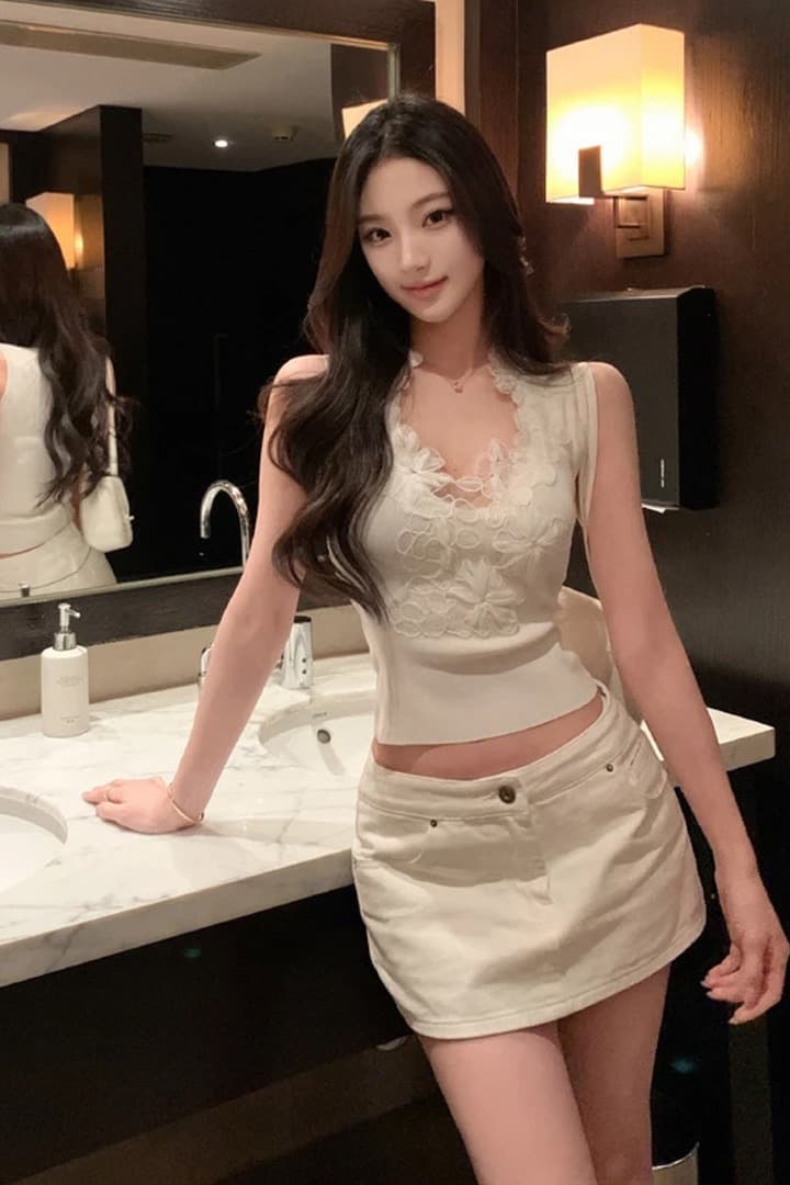 순수한 욕망 핫걸 패치워크 레이스 니트 조끼 여성 여름 얇은 스타일 몸매 가꾸기 슬림해 보이는 디자인 센스 품격 민소매 맨위 이미지 7
