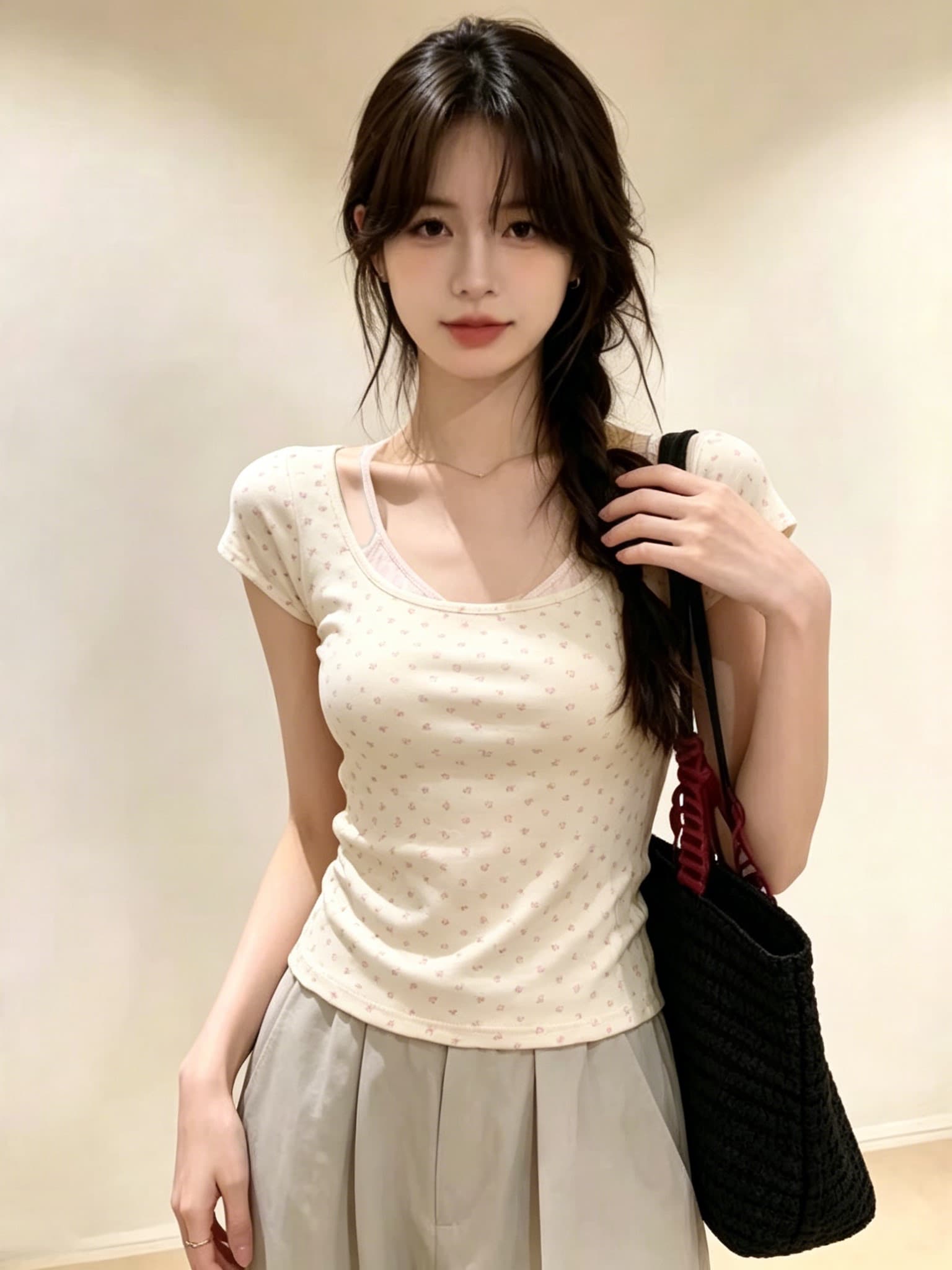섹시함 백리스 페이크 레이어드 배색 반팔 티셔츠 여성 2026 여름 새로운 몸매 가꾸기 고유 한 Chic 연령 감소 맨위 이미지 3