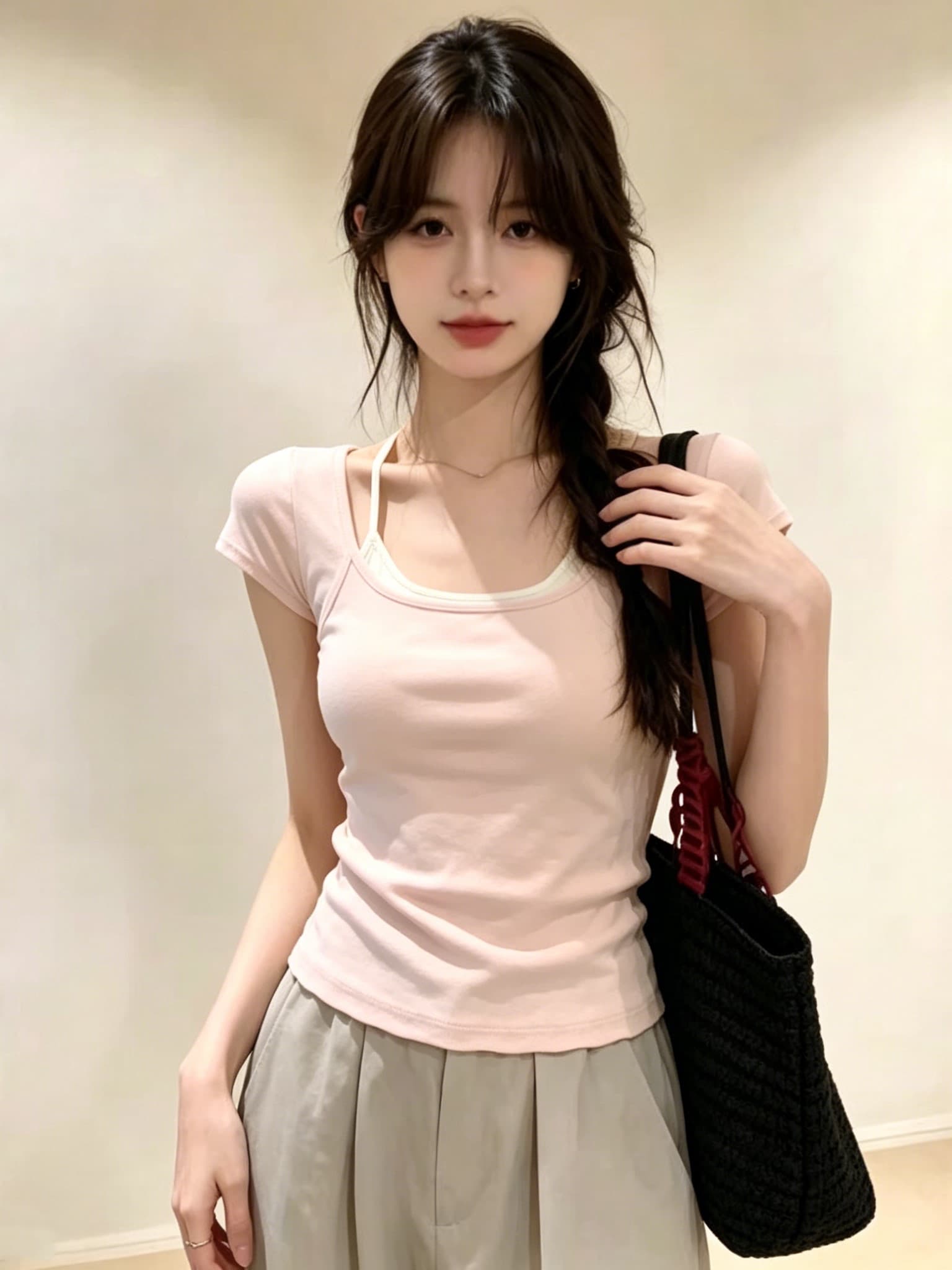 섹시함 백리스 페이크 레이어드 배색 반팔 티셔츠 여성 2026 여름 새로운 몸매 가꾸기 고유 한 Chic 연령 감소 맨위 이미지 4
