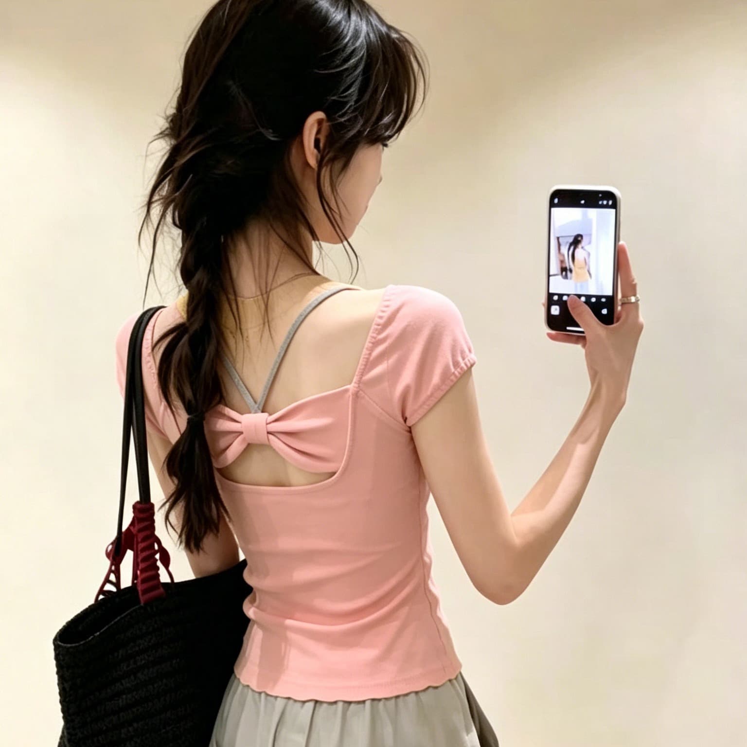 섹시함 백리스 페이크 레이어드 배색 반팔 티셔츠 여성 2026 여름 새로운 몸매 가꾸기 고유 한 Chic 연령 감소 맨위 이미지 6