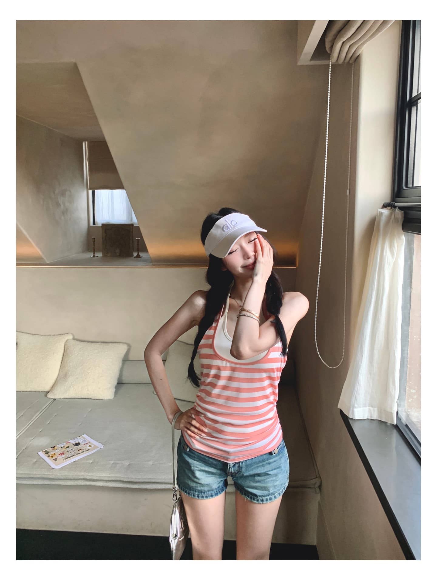 pinksoya 분말 콩 라이 경기 서울 스트라이프 비틀림 조끼 슬립 여성 슬림해 보이는 몸매 가꾸기 핫걸 바람 섹시함 맨위 상세 이미지 25