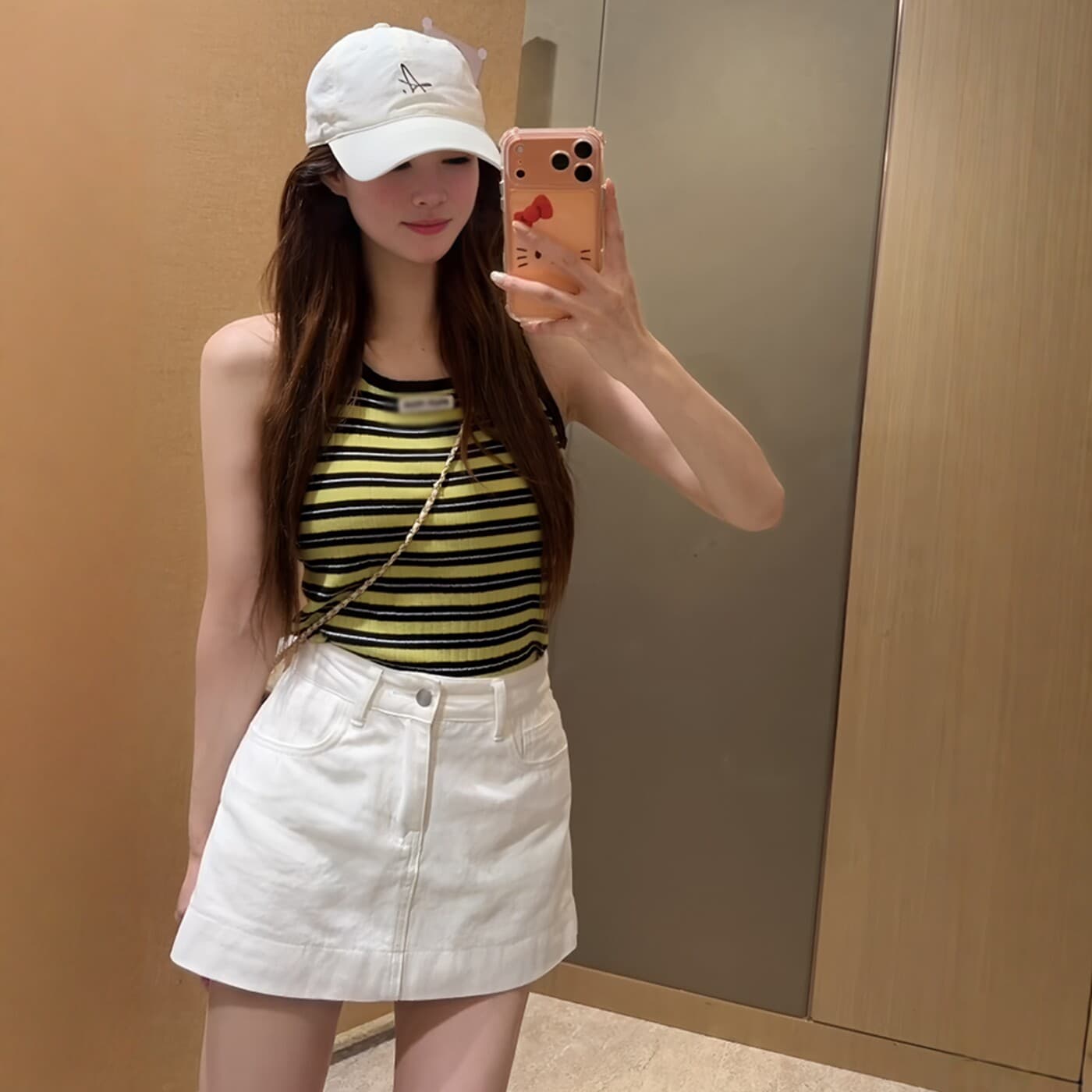 도파민 핫걸 바람 배색 스트라이프 캐미솔 여름 새로운 몸매 가꾸기 슬림해 보이는 다용도 기본 셔츠 맨위 상세 이미지 1