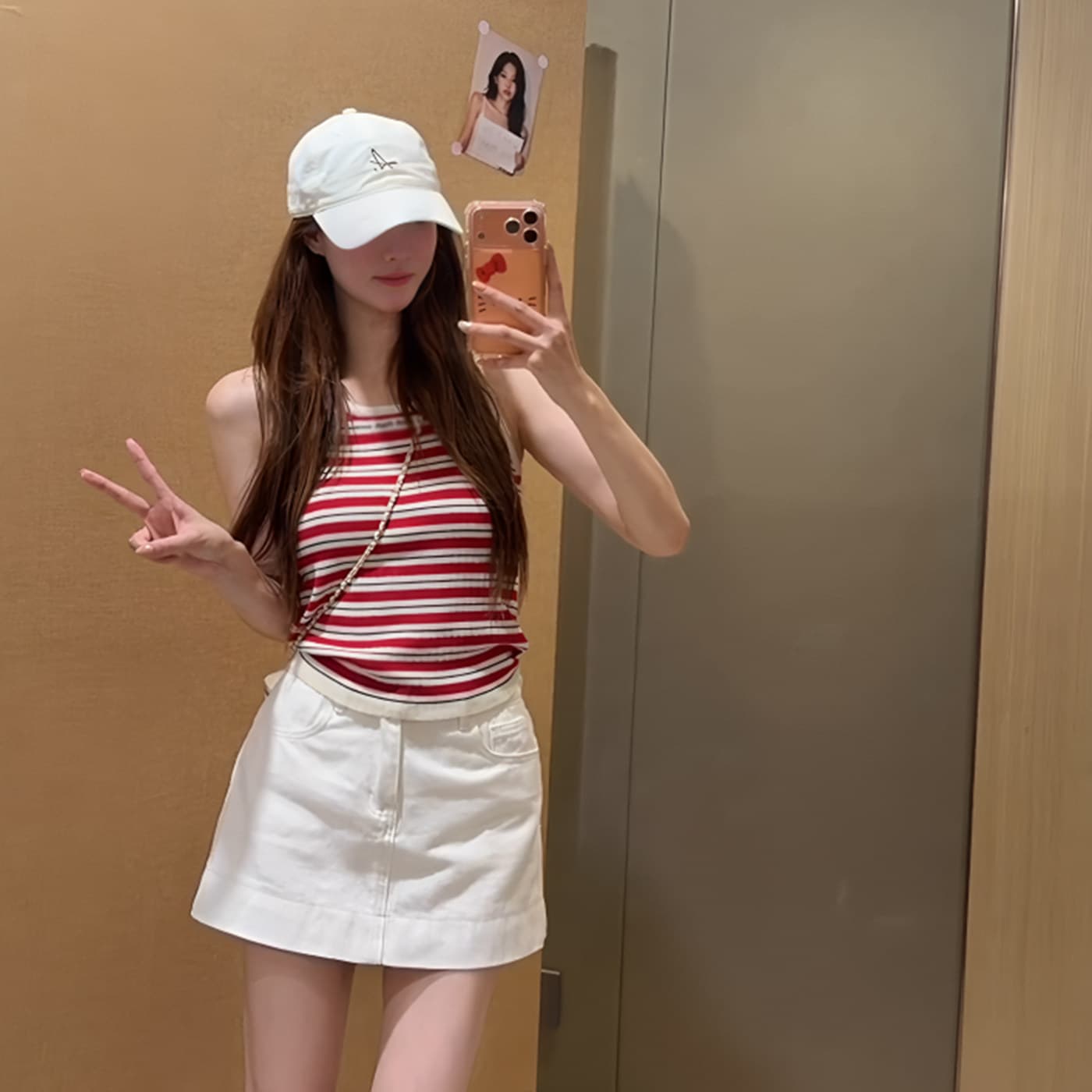 도파민 핫걸 바람 배색 스트라이프 캐미솔 여름 새로운 몸매 가꾸기 슬림해 보이는 다용도 기본 셔츠 맨위 상세 이미지 4