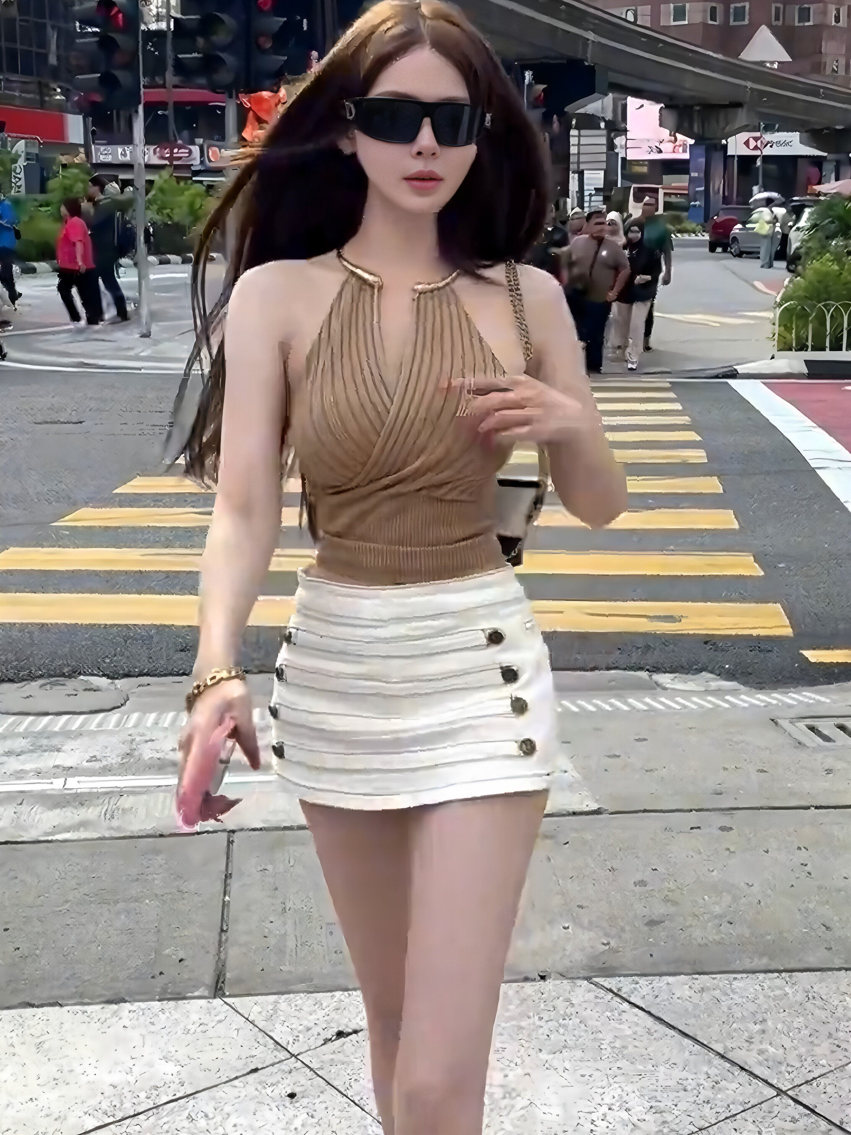 순수한 욕망 니트 행침 목 캐미솔 여름 새로운 명문 여성 바람 쇼트 스타일 품격 허리 수축 섹시함 핫걸 맨위 상세 이미지 5