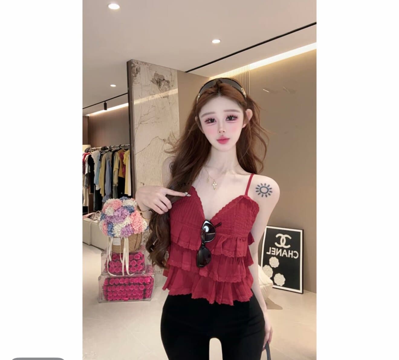 한 부서 작은 청신 달콤함 레이스 패치워크 프릴 디자인 센스 여름 다용도 외국 가스 연령 감소 캐미솔 상세 이미지 2