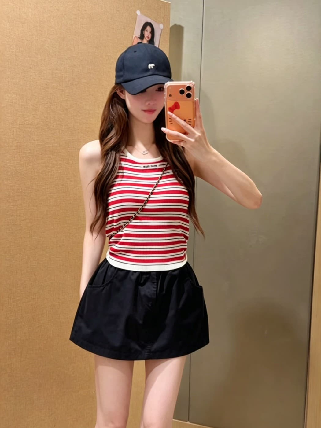 한 부서 핫걸 바람 배색 스트라이프 캐미솔 여름 새로운 몸매 가꾸기 슬림해 보이는 다용도 민소매 외출용 맨위 이미지 3