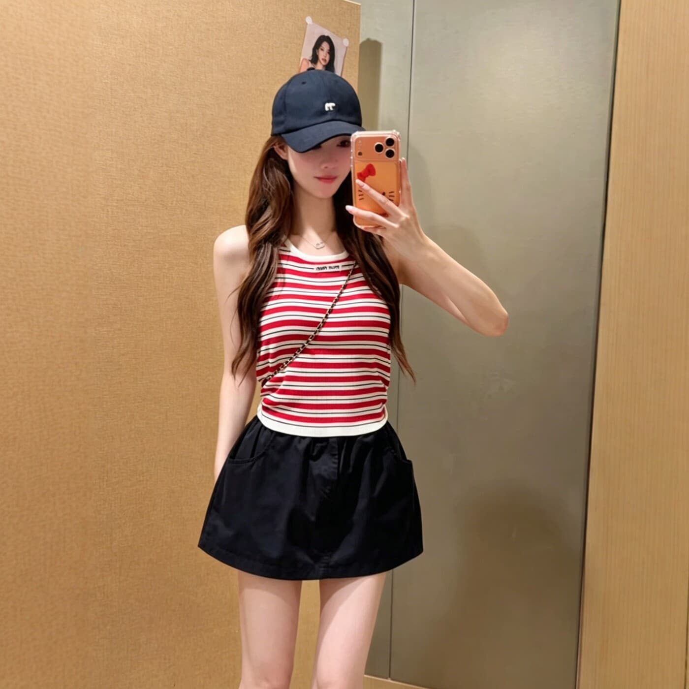 한 부서 핫걸 바람 배색 스트라이프 캐미솔 여름 새로운 몸매 가꾸기 슬림해 보이는 다용도 민소매 외출용 맨위 상세 이미지 1