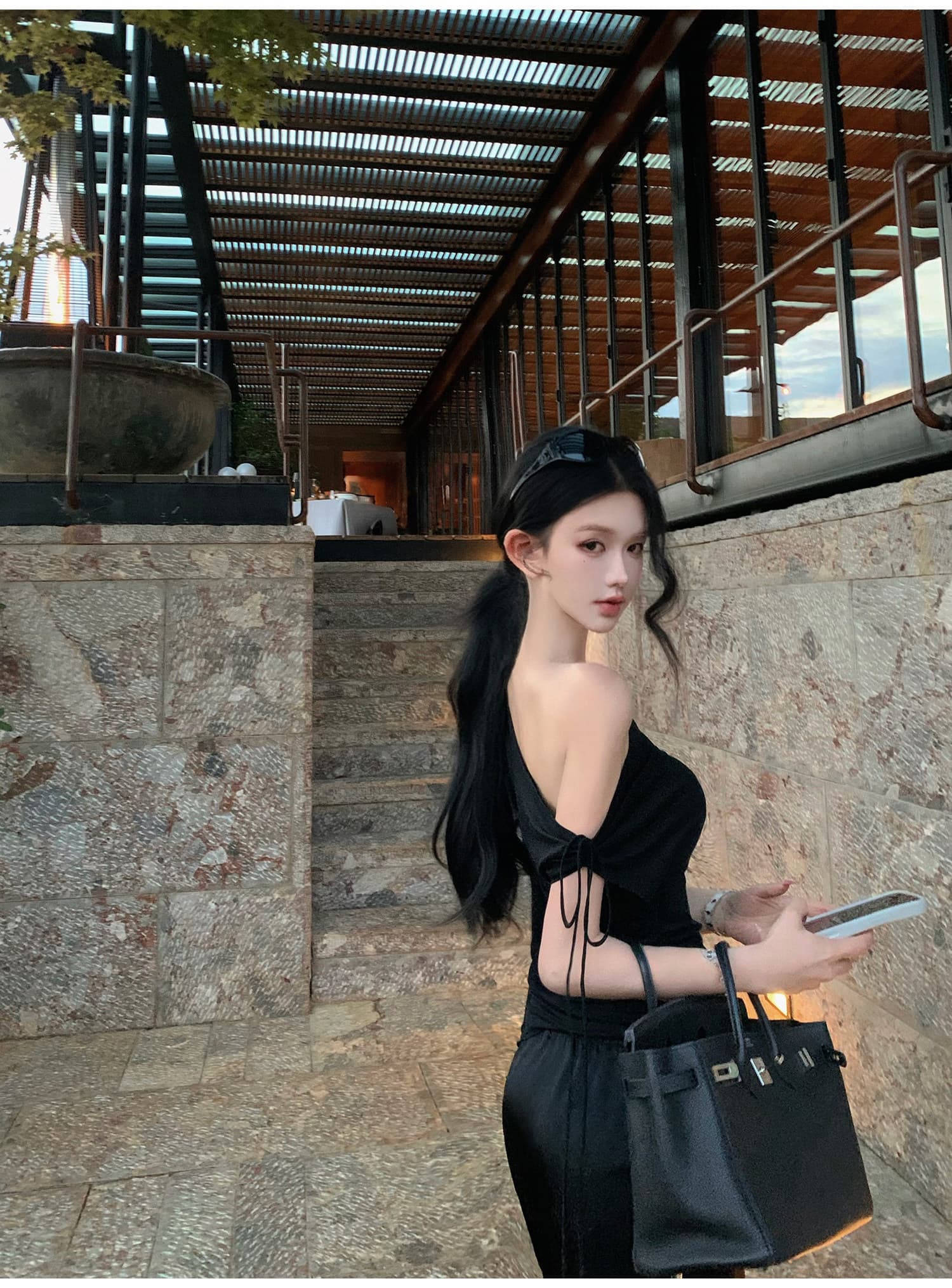가면 차가운 tee 디자인 센스 비스듬한 어깨 비대칭 맨위 여성 상세 이미지 15